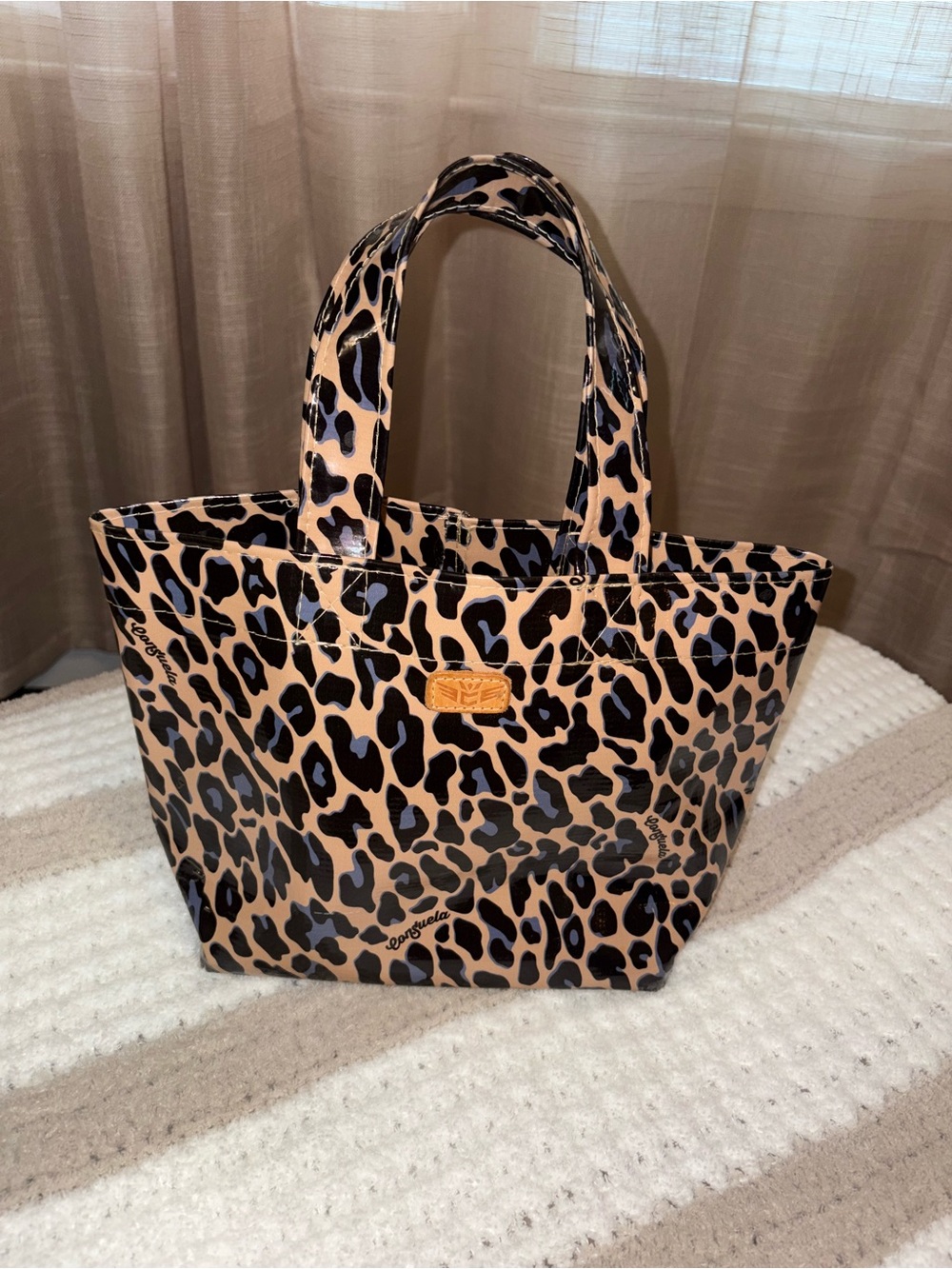 Consuela Leopard Print Tote Bag - Black and Tan